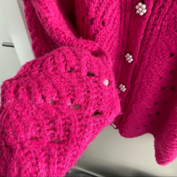 LITTLE MOON PINK Rosella Pearl Button Cardigan - Picture 2 of 9